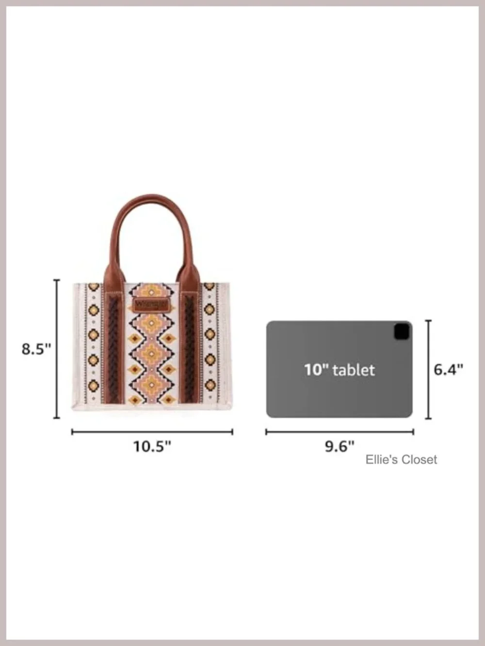 Western Aztec Cotton Canvas Tote Satchel with Detachable Crossbody Strap